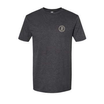 The Circle P T-Shirt in dark gray with a small light circle logo on the chest