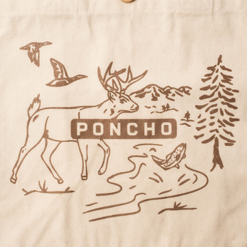 closeup of the deer tote bag