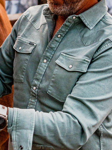 Man in blue denim shirt
