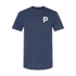 The Fence Line T-Shirt in navy blue with a small white logo on the chest, soft outdoor shirt