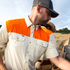 man wearing short sleeve tan blaze patch shirt