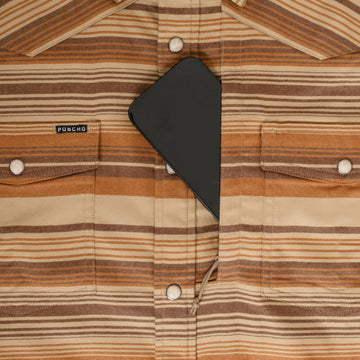phone. in chest zipper pocket of shirt