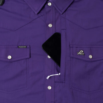 phone in zipper pocket of shirt