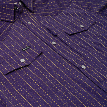 flyover photo of purple shirt with yellow stars and stripes