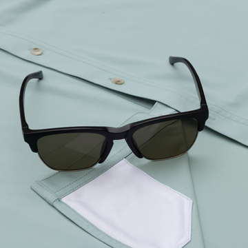 sunglass cleaner of light blue long sleeve fishing shirt