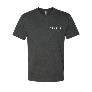 The Javelina T-Shirt in dark gray with Poncho logo for outdoor comfort