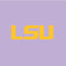 Yellow LSU letters logo on lavender background
