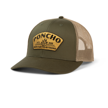 front of moss agave trucker hat