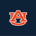 Orange interlocking AU logo on navy blue background