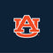 Orange interlocking AU logo on navy blue background