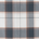 Close-up of fabric with gray, white, and orange plaid pattern