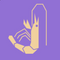 Abstract beige shrimp graphic with a purple background