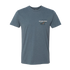 The Set The Hook T-Shirt in blue with fishing graphic and Poncho Outdoors logo