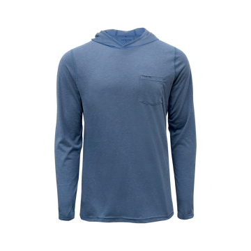 The Blue Hole Bridge breathable blue outdoor shirt with hood and chest pocket
