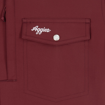 Logo on chest pocket of shirt
