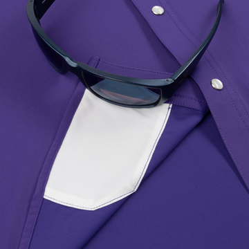 sunglasses with lens cleaner on shirt