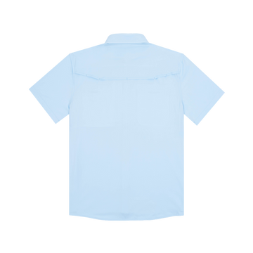 product photo back of the blue steel shirt