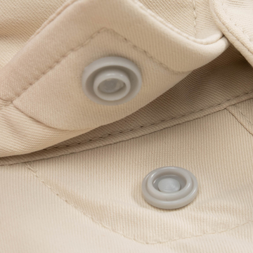 Closeup of collar snaps on collar of shirt