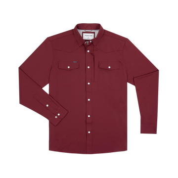 Product photo of the Bryan maroon long sleeve shirt front