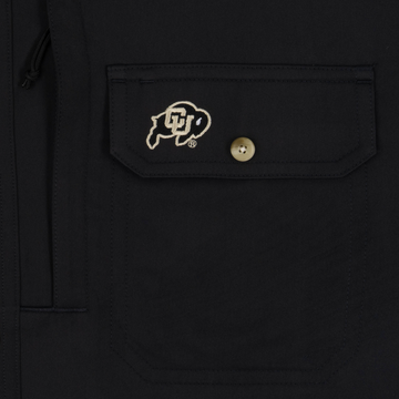 closeup of logo on shirt pocket