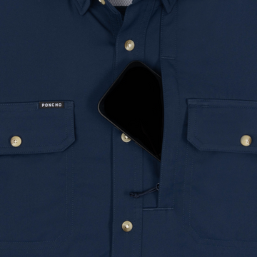 Phone in chest zipper pocket