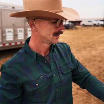 man wearing the cascade flannel
