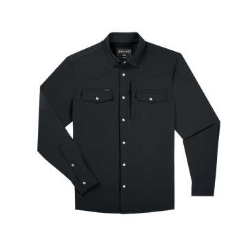 product photo front of black long sleeve tuff-thread shirt