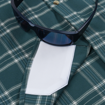 The Codfather green plaid shirt with sunglasses on pocket outdoors style