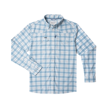 product photo of blue and white plaid flannel front