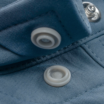 closeup of collar snaps on shirt