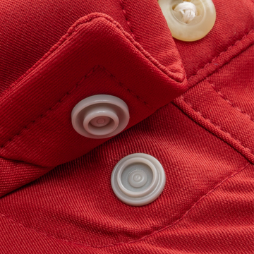Closeup of collar snaps on collar of shirt