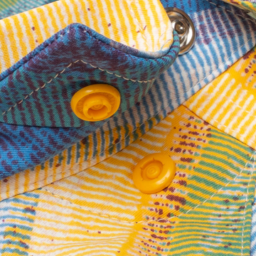 closeup of collar snaps on shirt