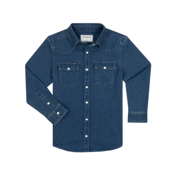 The Harris blue outdoor shirt with front pockets and button closure