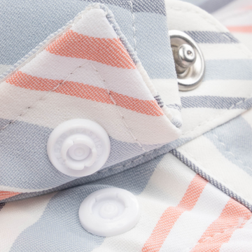 Closeup of collar snaps on collar of shirt