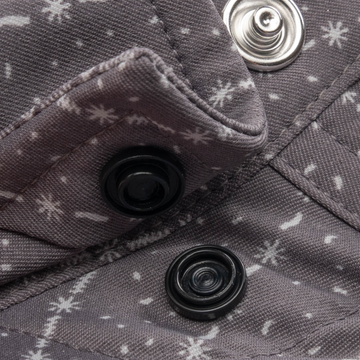 Closeup of collar snaps on collar of shirt