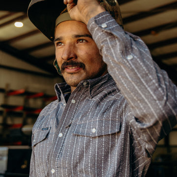 man adjusting welding visor