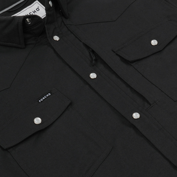 The Laramie black shirt with pearl snap buttons and chest pockets