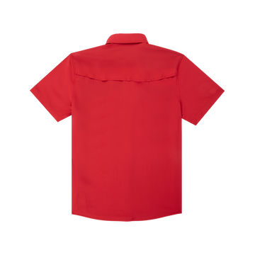 back of red texas tech embroidered shirt