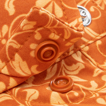 Closeup of collar snaps on collar of shirt