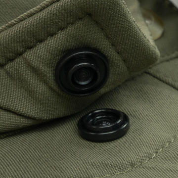 Closeup of collar snaps on collar of shirt