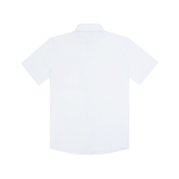 The Salty Dog white breathable outdoor shirt shown from the back