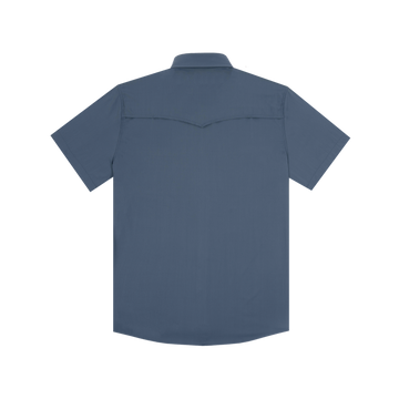 The Sardine blue outdoor short sleeve shirt back view