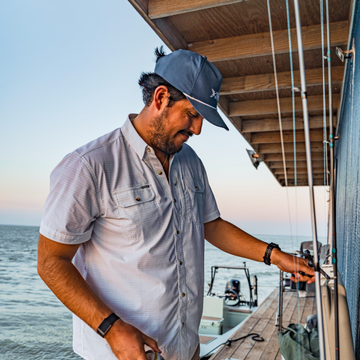 man wearing the stern line shirt