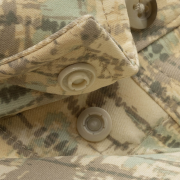 Closeup of collar snaps on collar of shirt