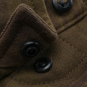 Close-up of buttons on The Telluride outdoors shirt fabric