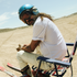 Man sand skiing wearing the uncle sam shirt