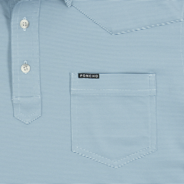 closeup of pocket of the wide open performance polo