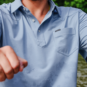 Close up of a man wearing The Wide Open