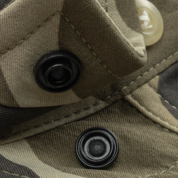 Closeup of collar snaps on collar of shirt