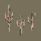 Minimalist line art of three desert cacti on a muted brown background